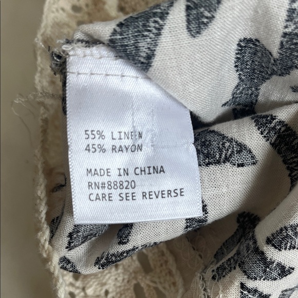 Christian Siriano New York Top XS Cream Black Floral Boho Crochet - Picture 10 of 10